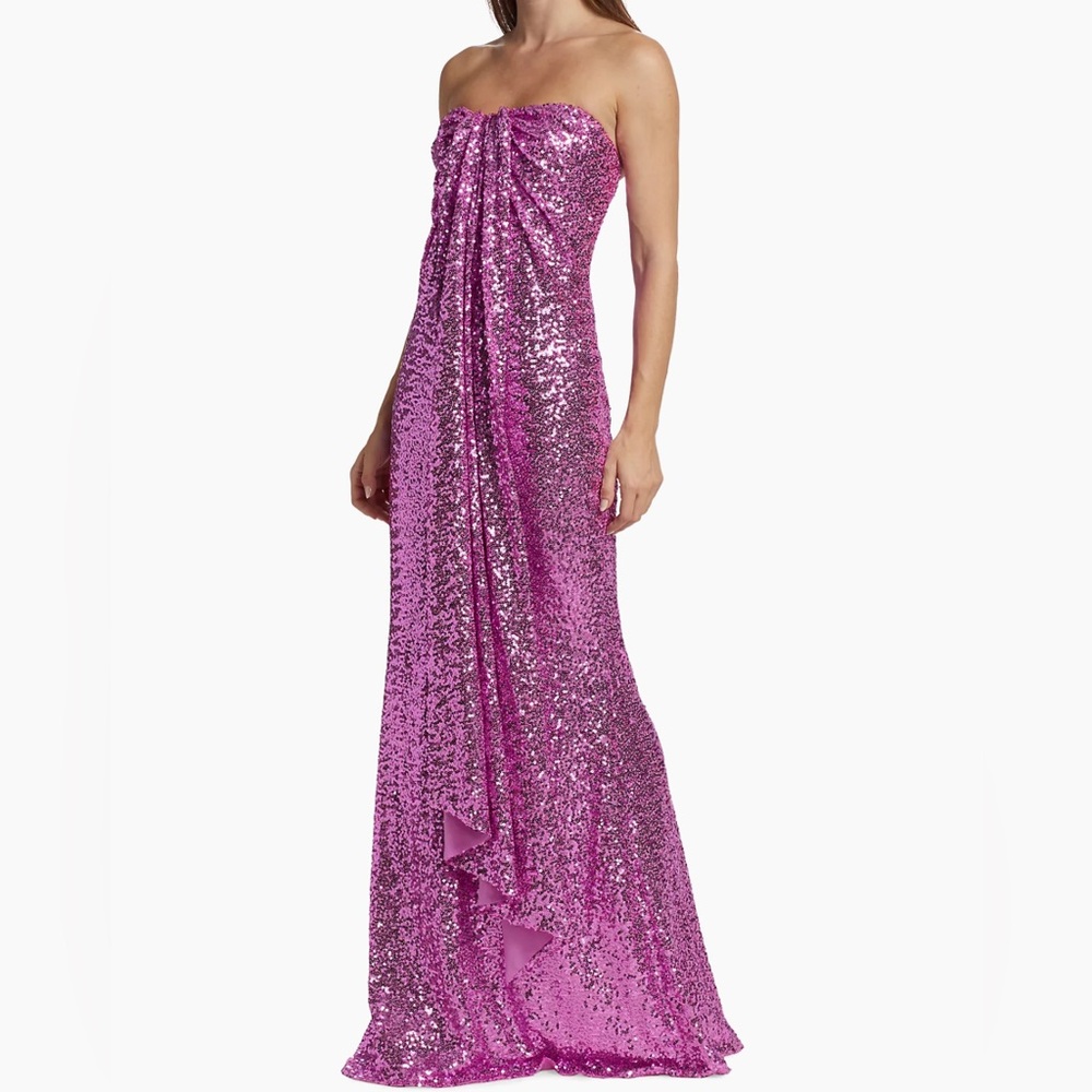 Badgley Mischka pink sequin gown - Picture 2 of 7
